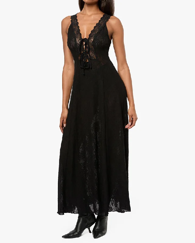 Daily Deals sleek dressLace Tie Front Midi Dress