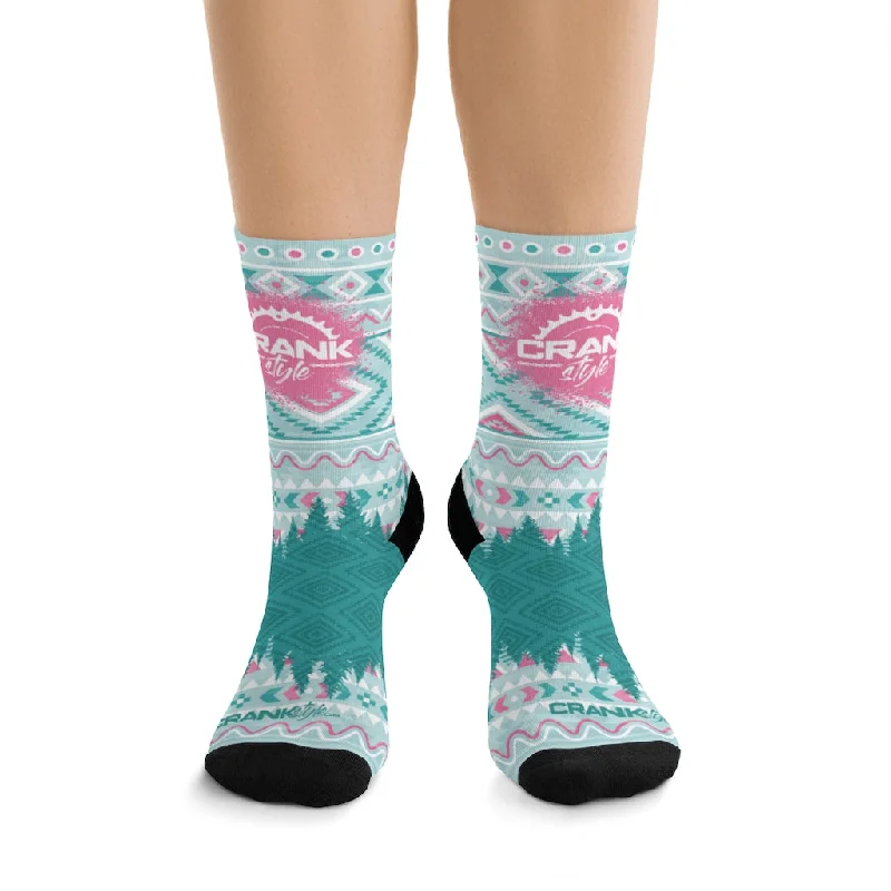 Early Access eco-friendly fitness hoodiePink & Teal Aztec Style Unisex 3/4 MTB Socks Early Access eco-friendly fitness hoodiePink & Teal Aztec Style Unisex 3/4 MTB Socks