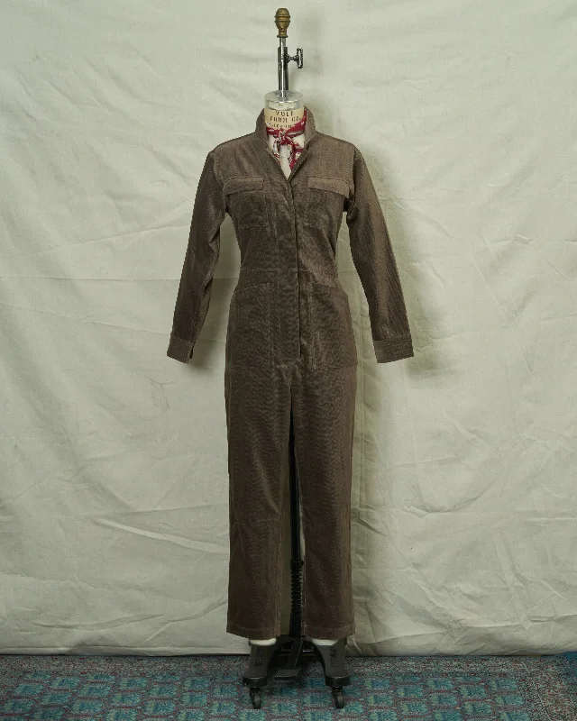 Big Discounts Women's Velvet Coveralls in Taupe Herringbone