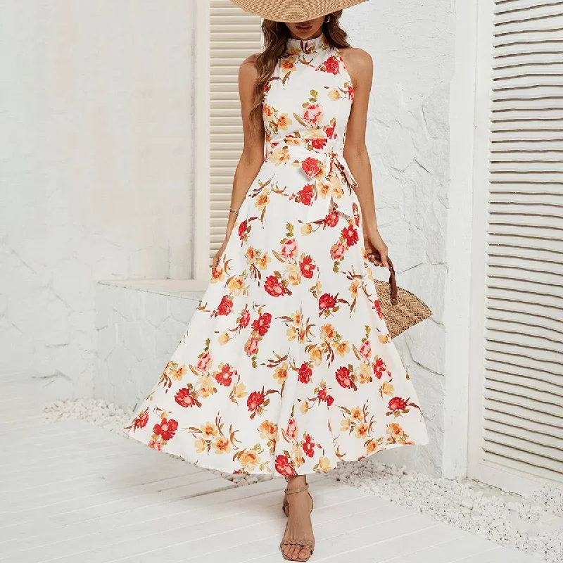 Buy More, Save More puff sleeve dressBelt-up dress with high neck and waist_CWDMD1823