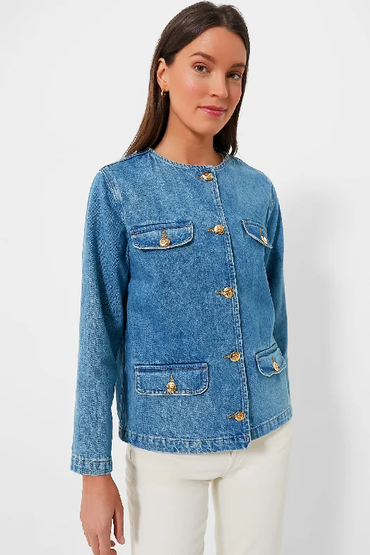 insulated trench coatWashed Blue Janet Jacket