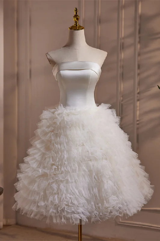 oversized dressStrapless Ivory Satin and Ruffles Princess Dress