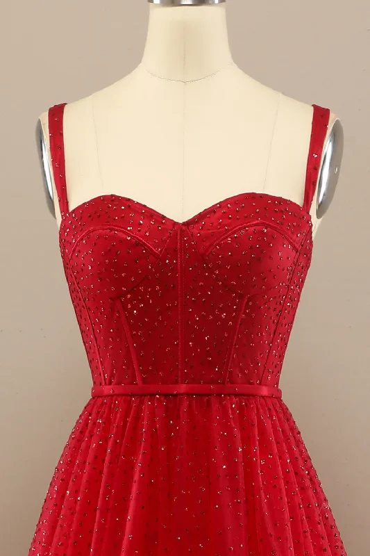 wrap-around dressBeautiful Red Sweetheart Prom Dress with Beading Y802