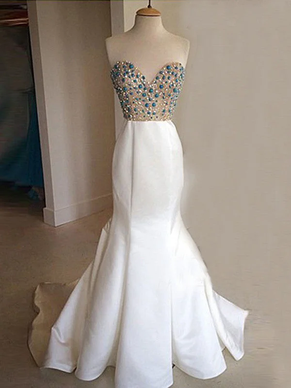 Bargain Bin Trumpet/Mermaid Sweetheart Floor-length Satin Prom Dress/Evening Dress #MK076