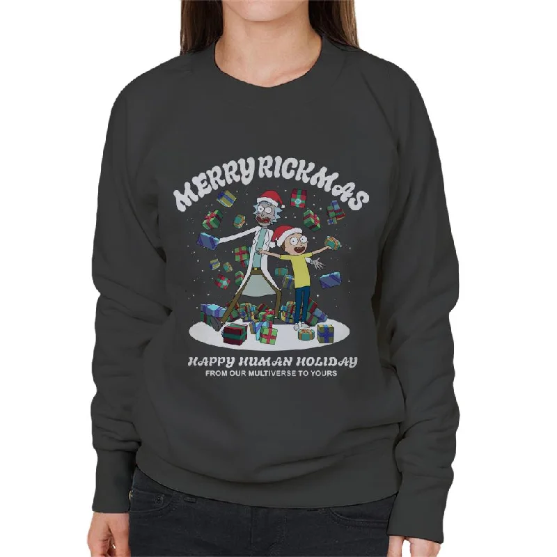 retro sports hoodieRick and Morty Merry Rickmas Christmas Women's Sweatshirt