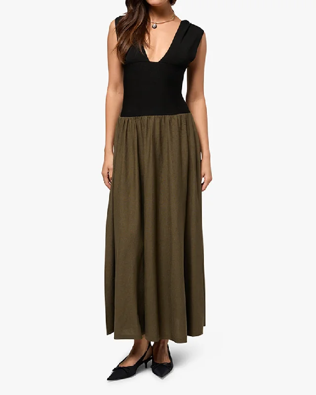 Shop and Save off-the-shoulder dressDeep V Corset Maxi Dress