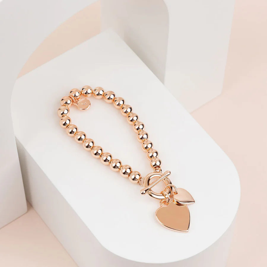 printed dressRose Gold 2 Heart Bracelet