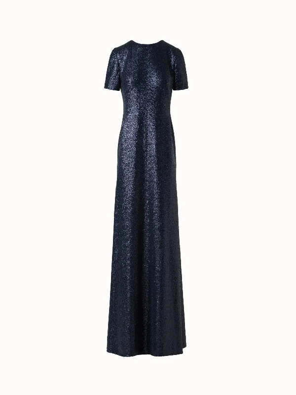 YEAR-End Clearance elegant evening dressLong Sequined Evening Gown with Short Sleeves YEAR-End Clearance elegant evening dressLong Sequined Evening Gown with Short Sleeves