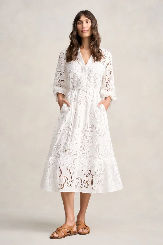 Seasonal Clearance chic shift dressBroderie Lace Dress - White