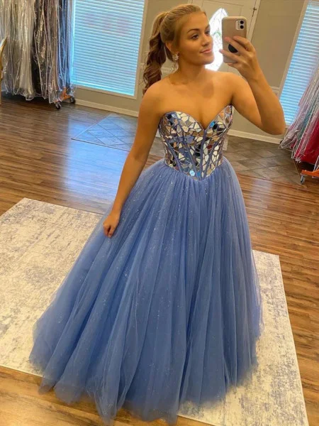Final Sale fitted bodycon dressSweetheart Blue Party Dress Strapless A-Line Evening Gown, DP2255 Final Sale fitted bodycon dressSweetheart Blue Party Dress Strapless A-Line Evening Gown, DP2255