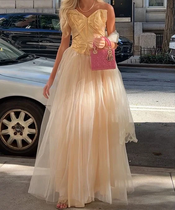Savings Event party dressIvory Strapless A-Line Tulle Long Prom Dress Birthday Party Dress,DP1700