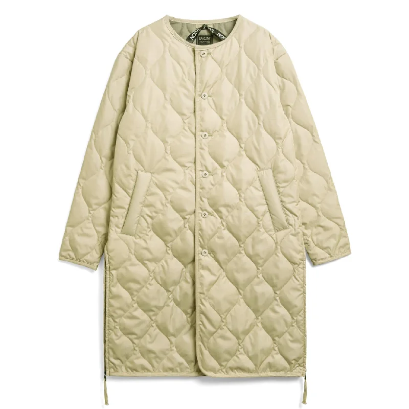Deal Dash Taion Womens Military Crew Neck Down Coat Cream