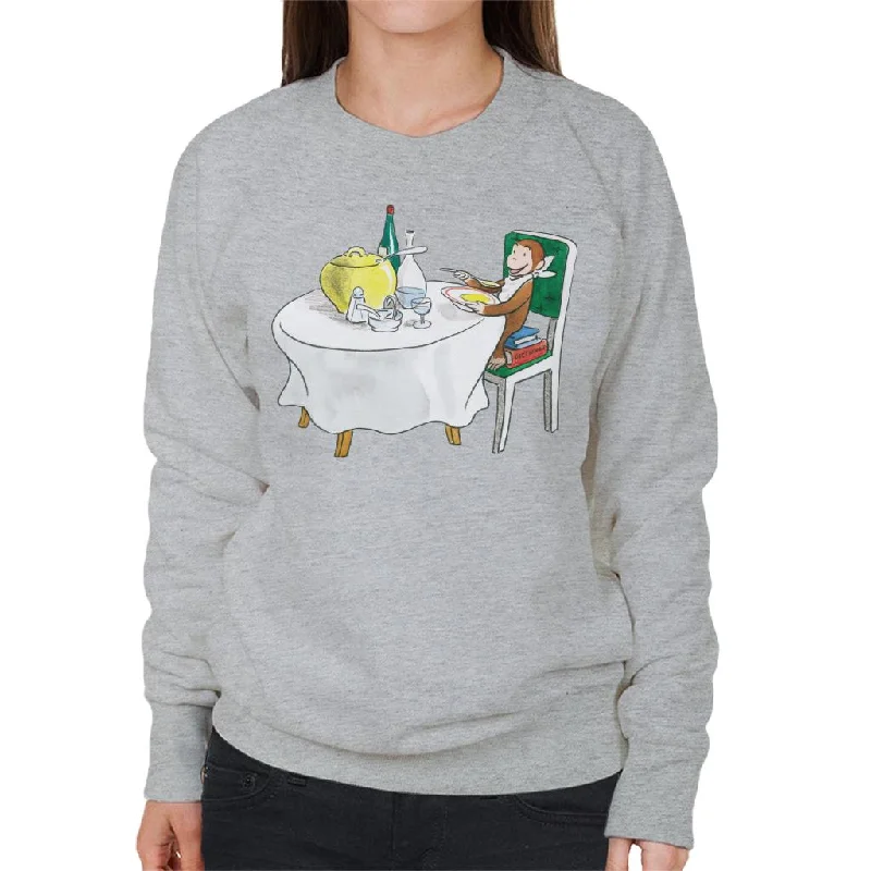 Exclusive Offers zip-up gym hoodieCurious George Eating A Fancy Meal Women's Sweatshirt