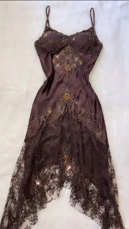 Act Fast stylish party dressVintage Spaghetti Straps Lace Beading Charming Evening Dress, DP2509