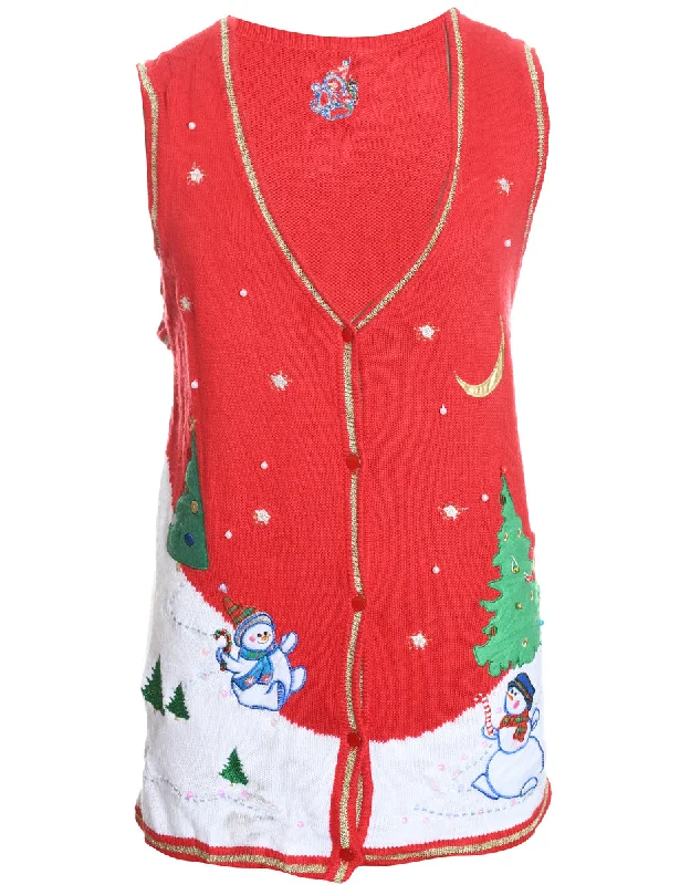 Special Savings Snowman Christmas Sweater Vest - L