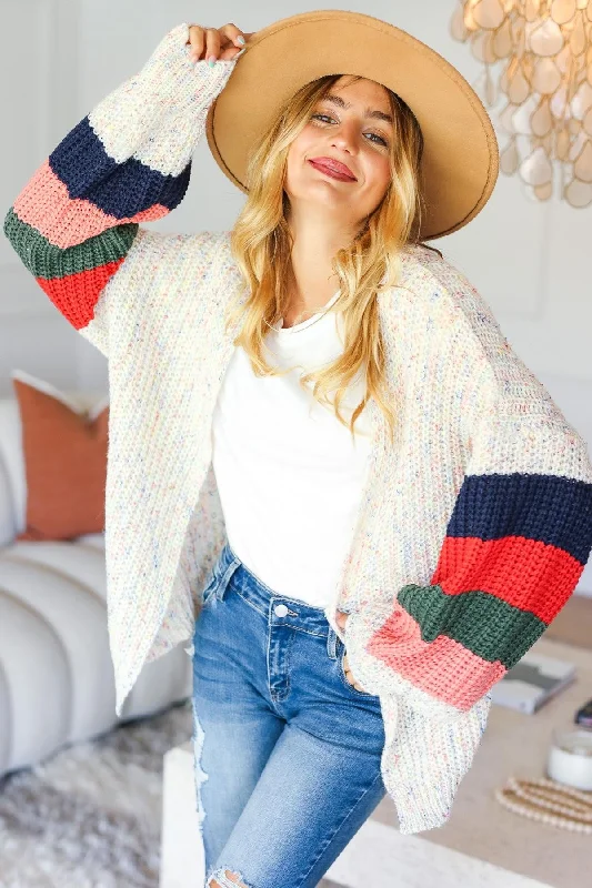 Clearance Items MULTI COLOR OVERSIZED SWEATER OPEN CARDIGAN