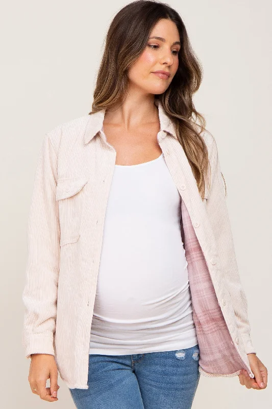 Price Blitz Cream Reversible Maternity Shirt Jacket
