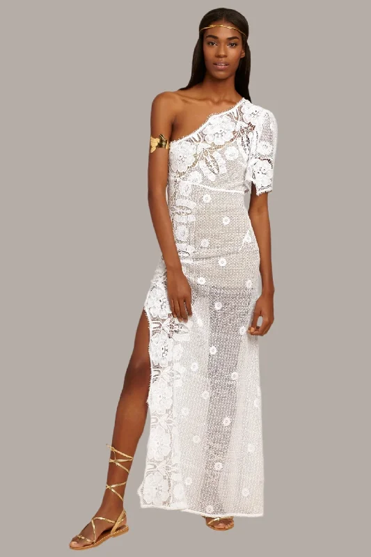 Weekend Flash Sale Elora Hibiscus Lace One-Shoulder Dress