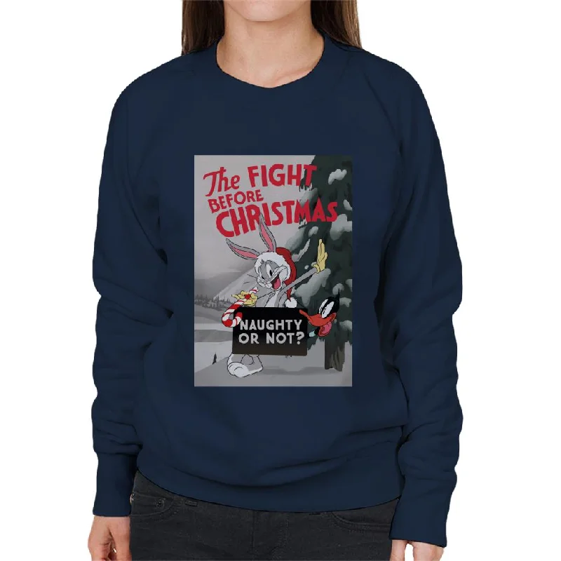 workout style hoodieLooney Tunes Christmas Bugs Bunny The Fight Before Xmas Women's Sweatshirt