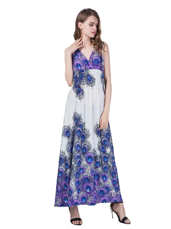 Super Sale elegant maxi dressKittenAlarm - Plus Size 6XL Peacock Double V-neck Print High Elastic Waist Maxi Dress Beach Dress Super Sale elegant maxi dressKittenAlarm - Plus Size 6XL Peacock Double V-neck Print High Elastic Waist Maxi Dress Beach Dress