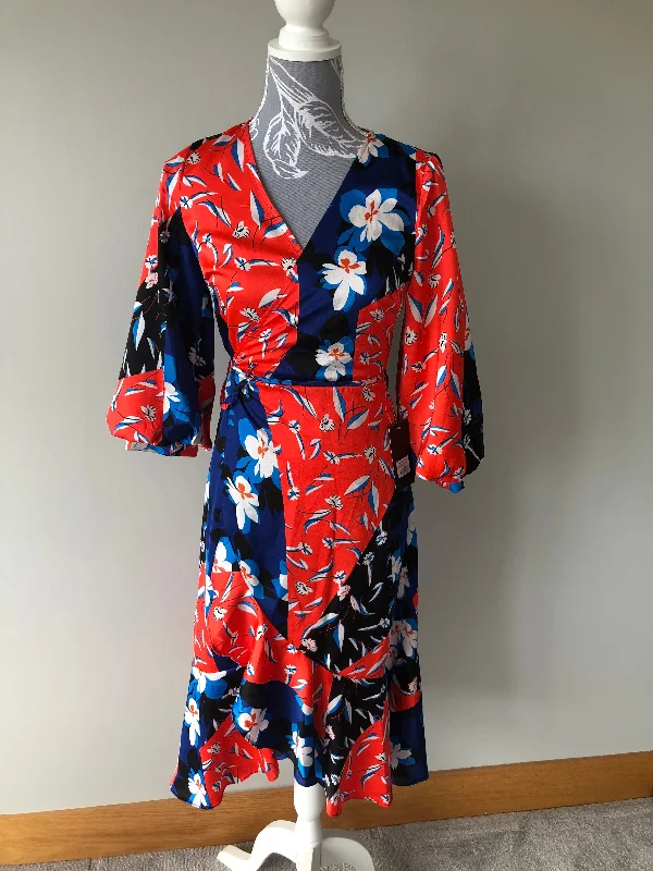 Act Now draped dressCarys Red Daisy Patchwork Wrap Midi Dress