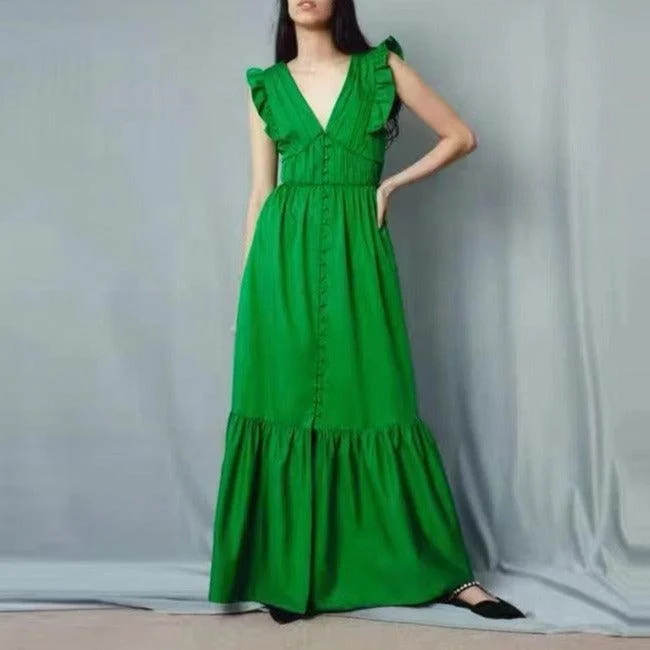 Weekend Special flowy maxi dressKittenAlarm - Tuppence V Neck Ruffle Sleeves Maxi Dress Weekend Special flowy maxi dressKittenAlarm - Tuppence V Neck Ruffle Sleeves Maxi Dress