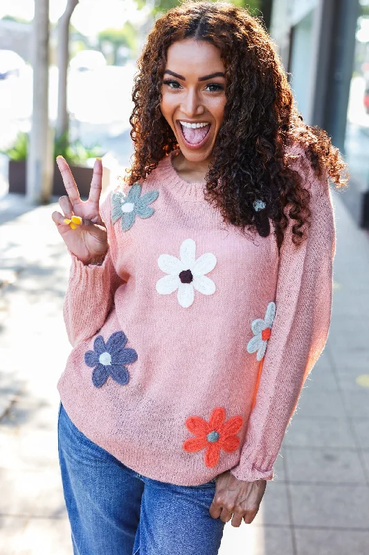 Fantastic Offers Eyes On You Terracotta Flower Patch Oversized Knit Sweater (Open Pack) Fantastic Offers Eyes On You Terracotta Flower Patch Oversized Knit Sweater (Open Pack)