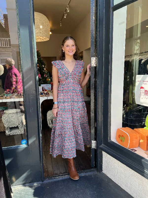 Final Clearance Savannah Midi Dress Teal Rose