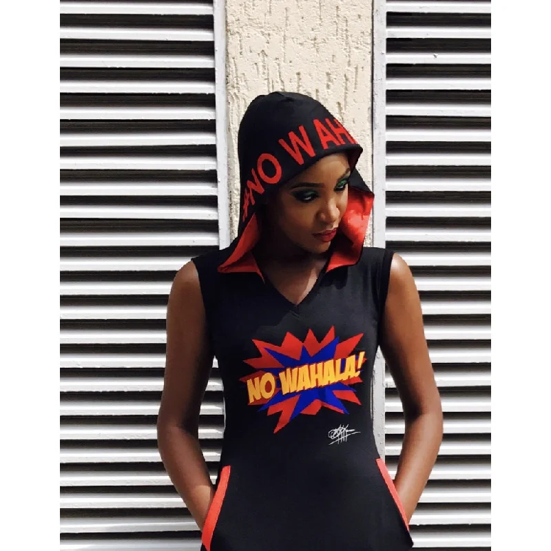 Deal Zone textured dressBLACK NO WAHALA HOODED MAXI DRESS