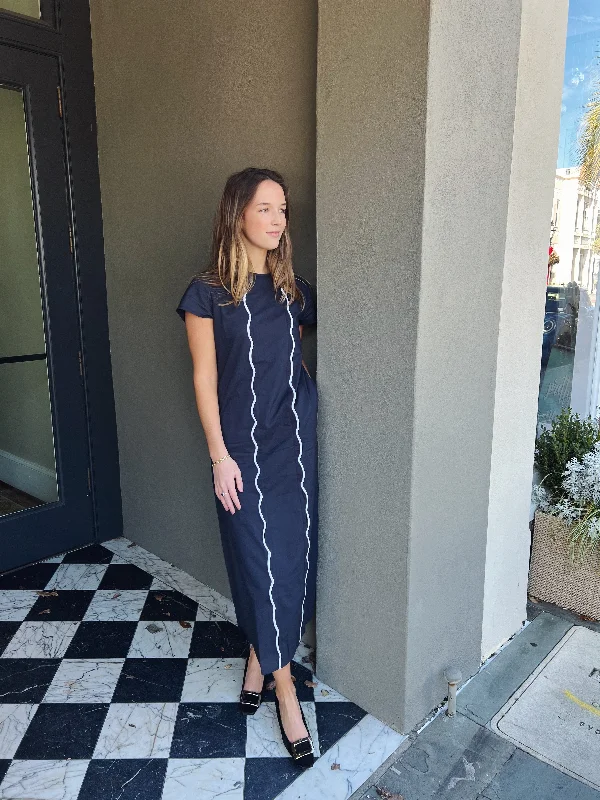 Special Buy Anne Maxi Dress With Scallop Navy