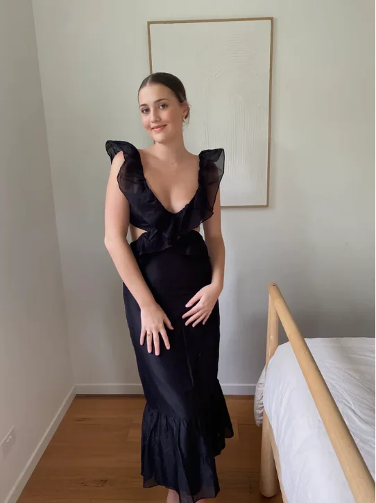 Huge Discounts structured dressBlack Ruffle Straps Backless Elegant Party Dress, DP2303 Huge Discounts structured dressBlack Ruffle Straps Backless Elegant Party Dress, DP2303