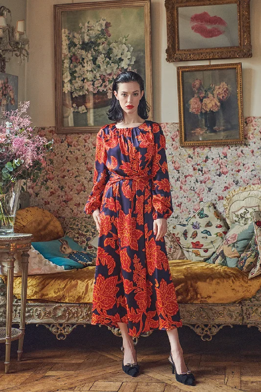 Deal Explosion off-the-shoulder dressSilk Tie Waist Dress