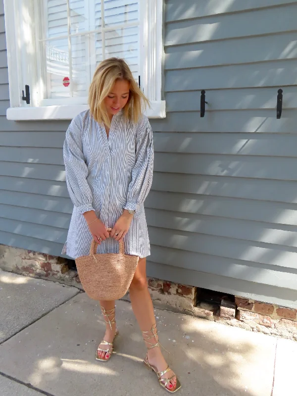 Reduced Prices Geneva Mini Dress Grey Seersucker