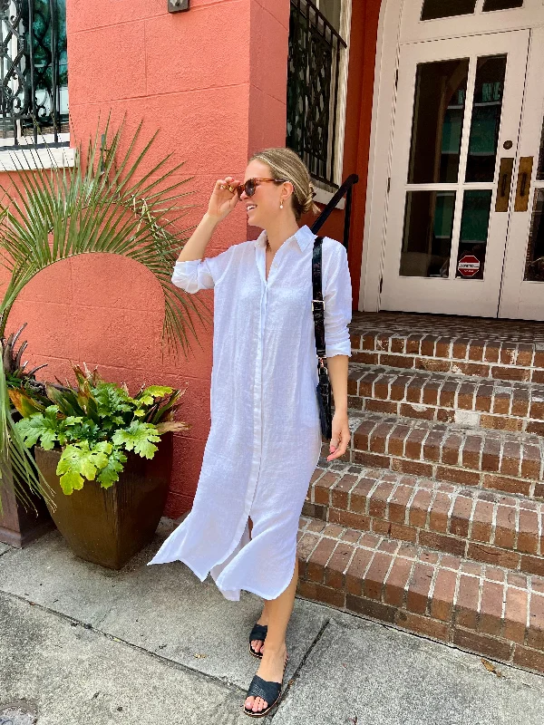 Low Prices Elizabeth Maxi Dress White Linen