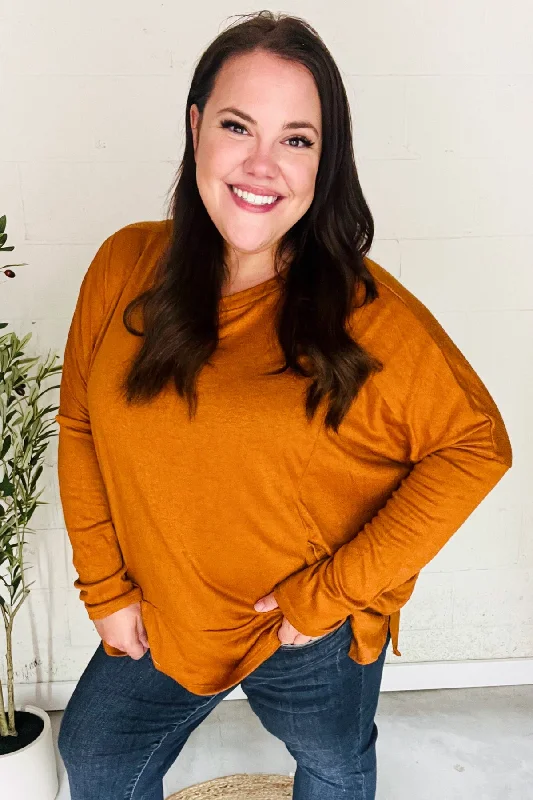 Discount Days Rust Hacci Dolman Pocketed Sweater Top (Open Pack)