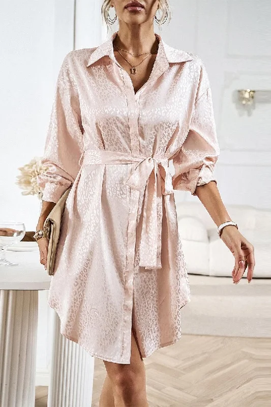Special Offer knit dressTIED LEOPARD PRINT SHIRT DRESS
