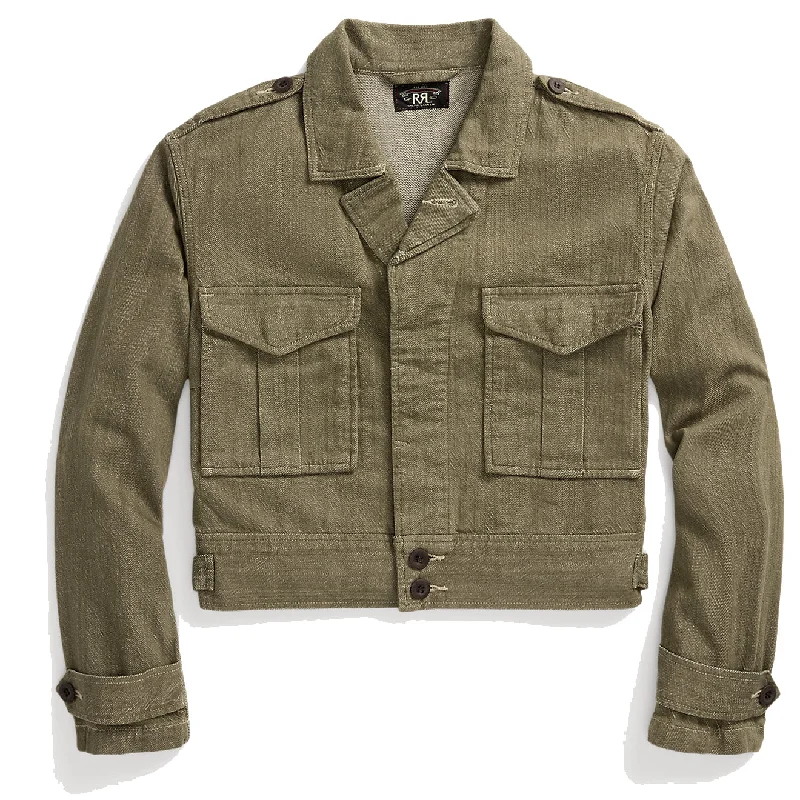 Price Meltdown RRL by Ralph Lauren Womens Olive Slub Denim Jacket Olive