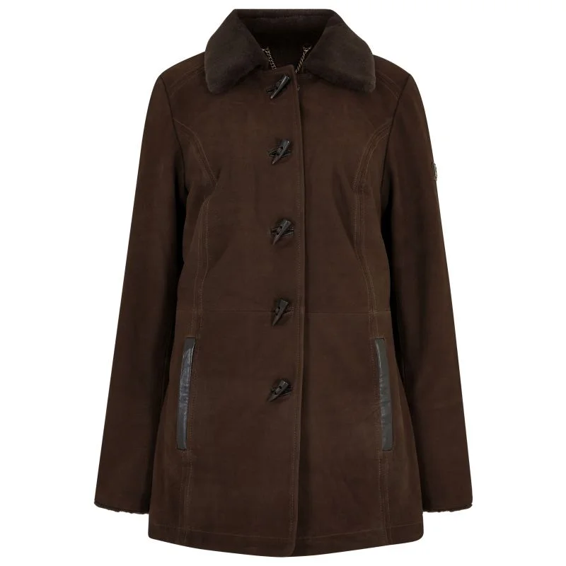 cold weather coatDubarry Clarke Sherpa-Lined Ladies Leather Jacket - Walnut