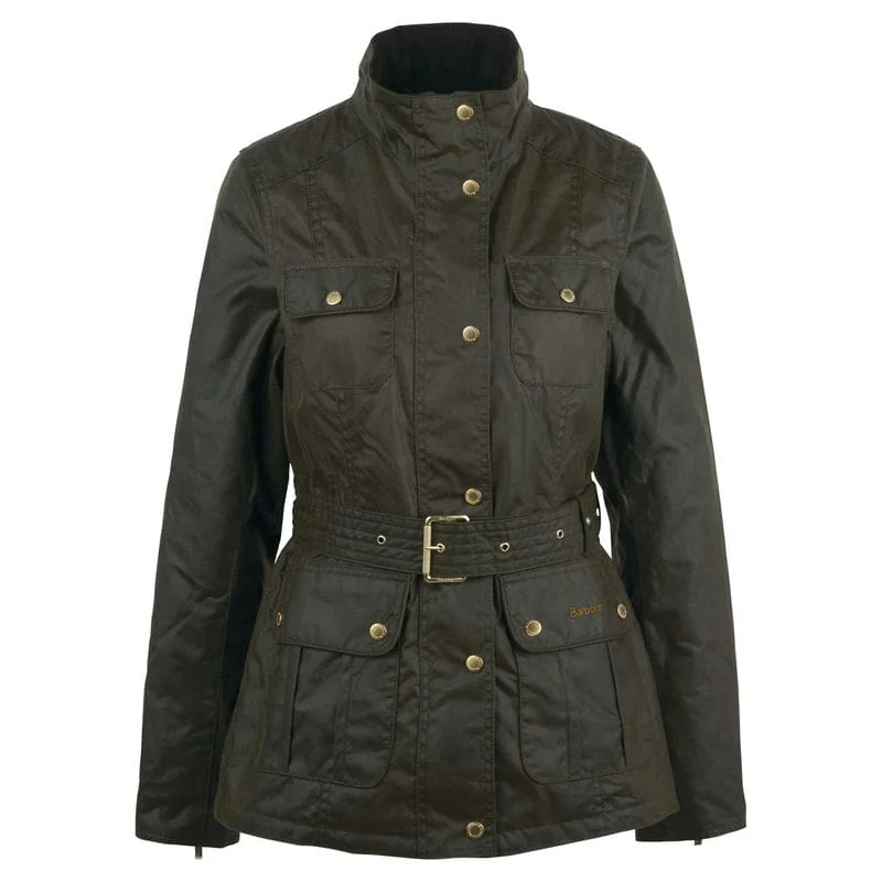 The Best Prices Barbour Winter Belted Utility Ladies Wax Jacket - Black/Gardenia Dress Tartan