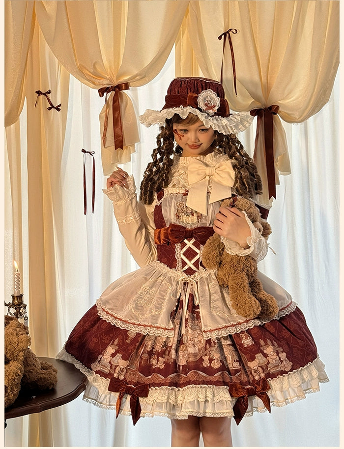 sleek dressAlice Girl~Bear Castle~Sweet Lolita Dress Natural Waist JSK