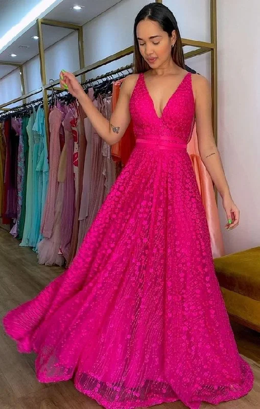 comfy maxi dressA-line V Neck Sleeveless Prom Dress , Generous Graduation Dress Y746