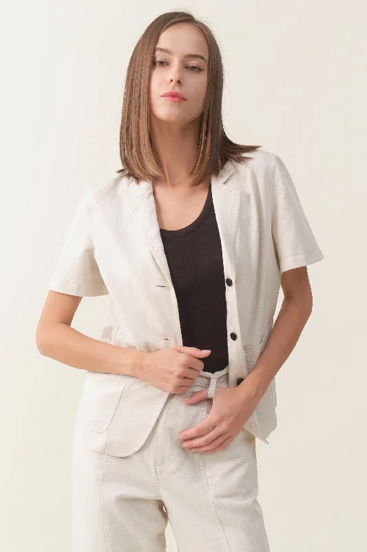 windproof jacketShort Sleeve Linen Blazer - Raw