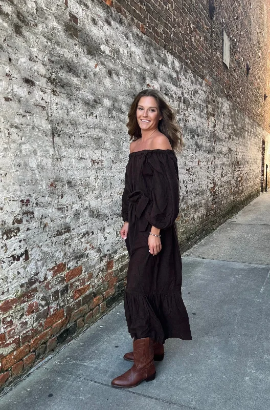 Friends and Family Sale Cosette One Size Maxi Dress  Espresso Corduroy