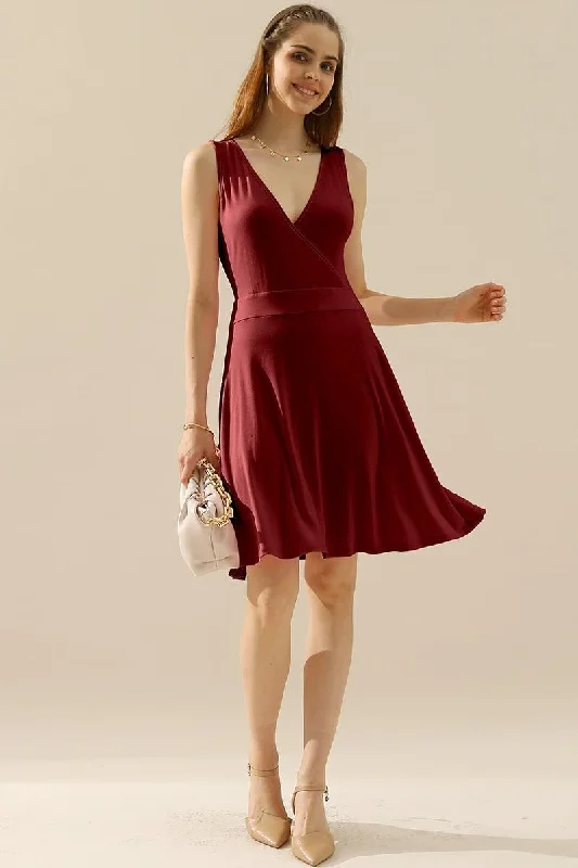 Price Rollback casual shift dressDEEP V NECK SLEEVELESS SWING FLOUNCE DRESSES