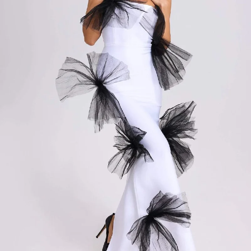 Early Access tiered dressKittenAlarm - Norah Strapless Tulle Bow Maxi Dress