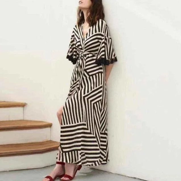 YEAR-End Clearance floral midi dressKittenAlarm - Marie Striped Maxi Dress