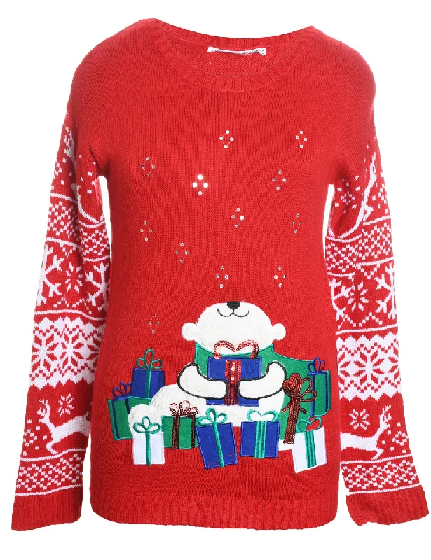 Midnight Sale Red Christmas Jumper - M