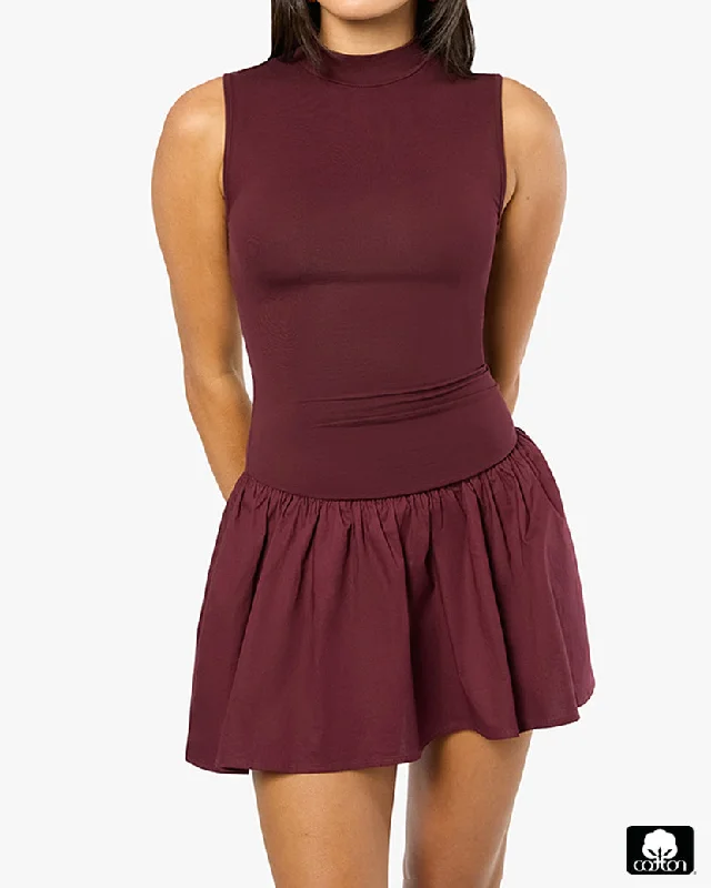 Instant Savings puff sleeve dressMockneck Dress