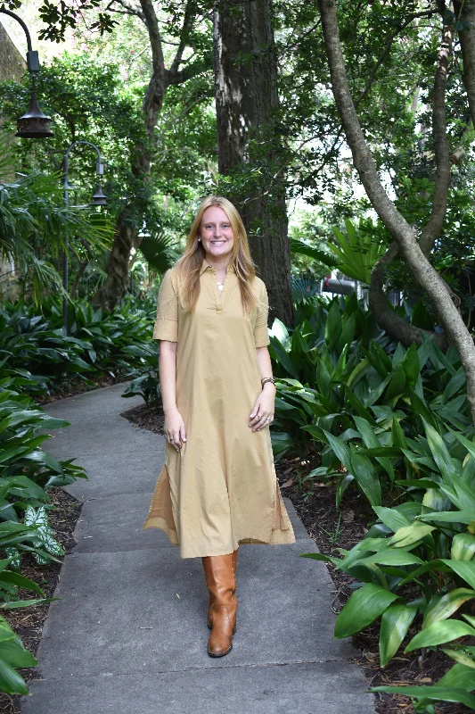 Savings Event Darren Midi Dress Short Sleeve Caramel Final Sale