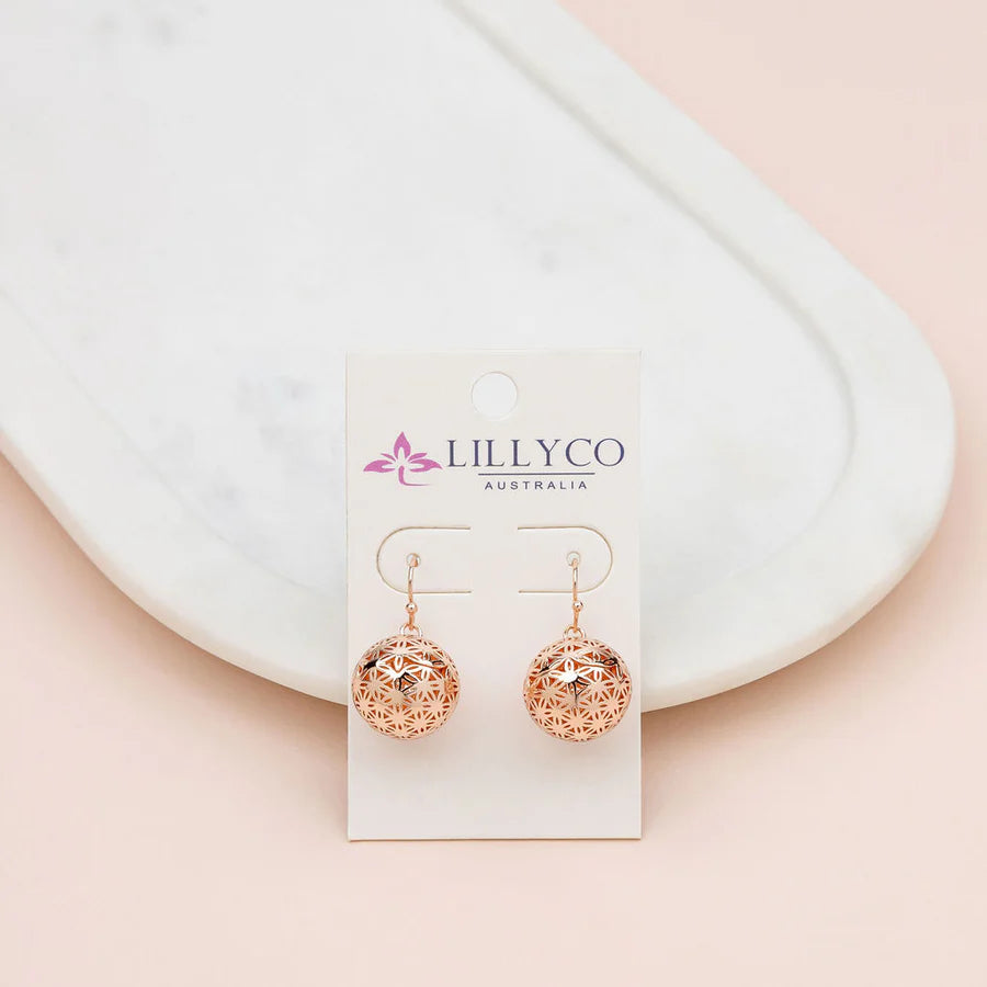 floral midi dressRose Gold Love Harmony Ball Earrings